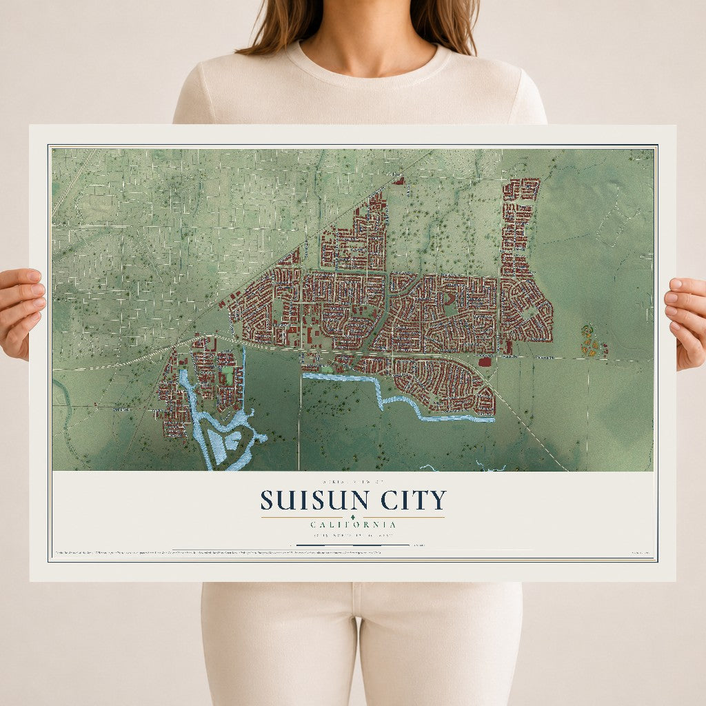 Map of Suisun City, California, 18 x 24 inch unframed archival matte print