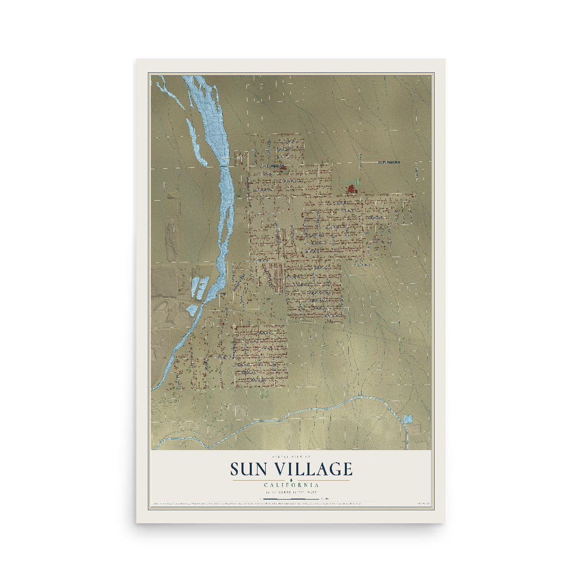 Map of Sun Village, California, 12 x 18 inch unframed archival matte print