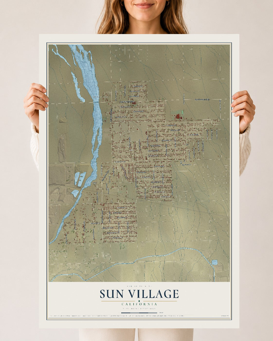 Map of Sun Village, California, 24 x 36 inch unframed archival matte print