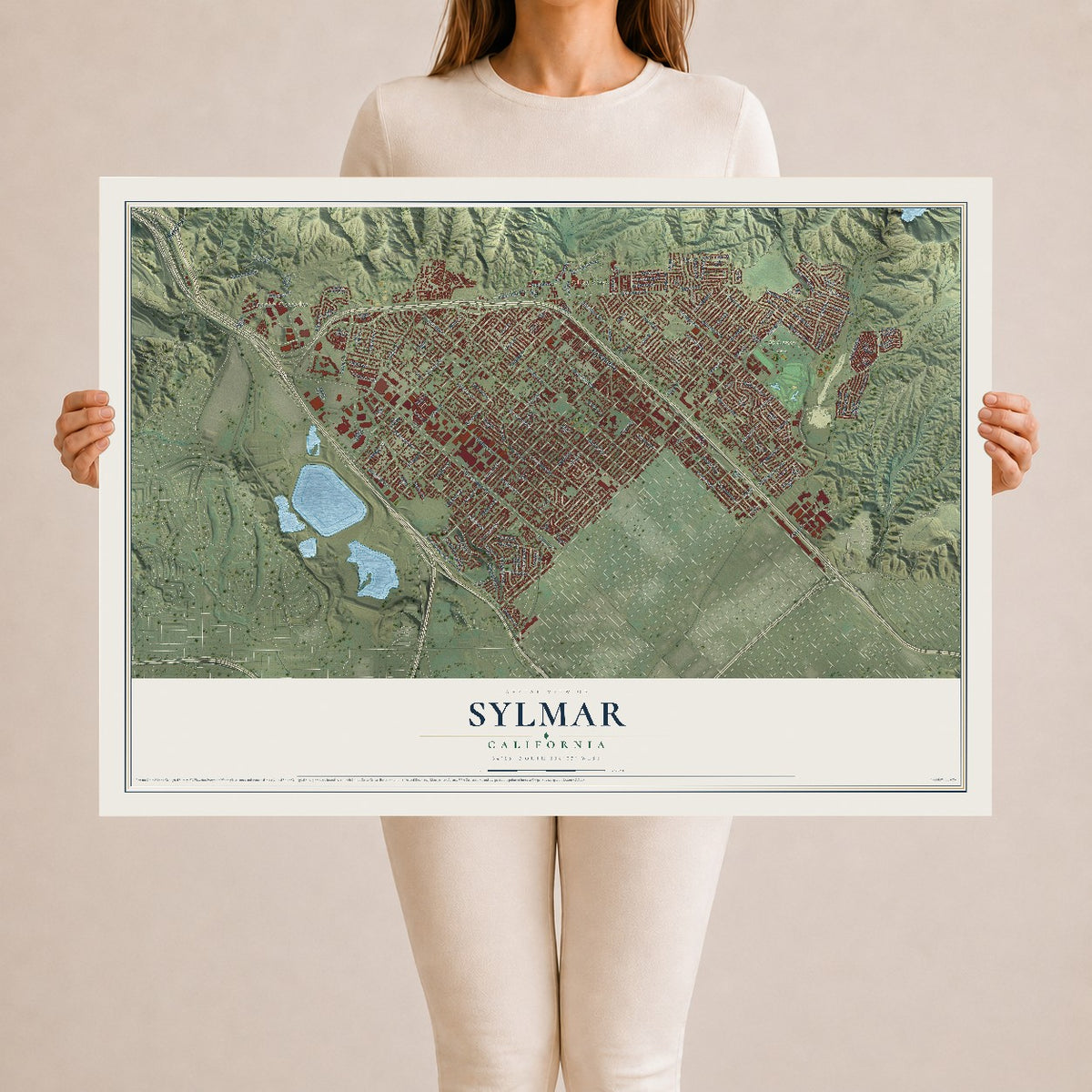 Map of Sylmar, California, 24 x 36 inch unframed archival matte print
