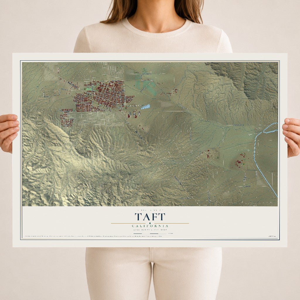 Map of Taft, California, 18 x 24 inch unframed archival matte print