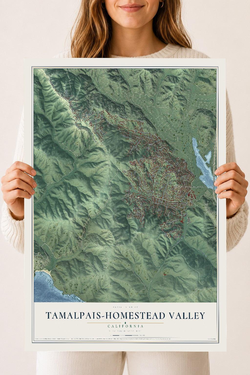 Map of Tamalpais-Homestead Valley, California, 18 x 24 inch unframed archival matte print