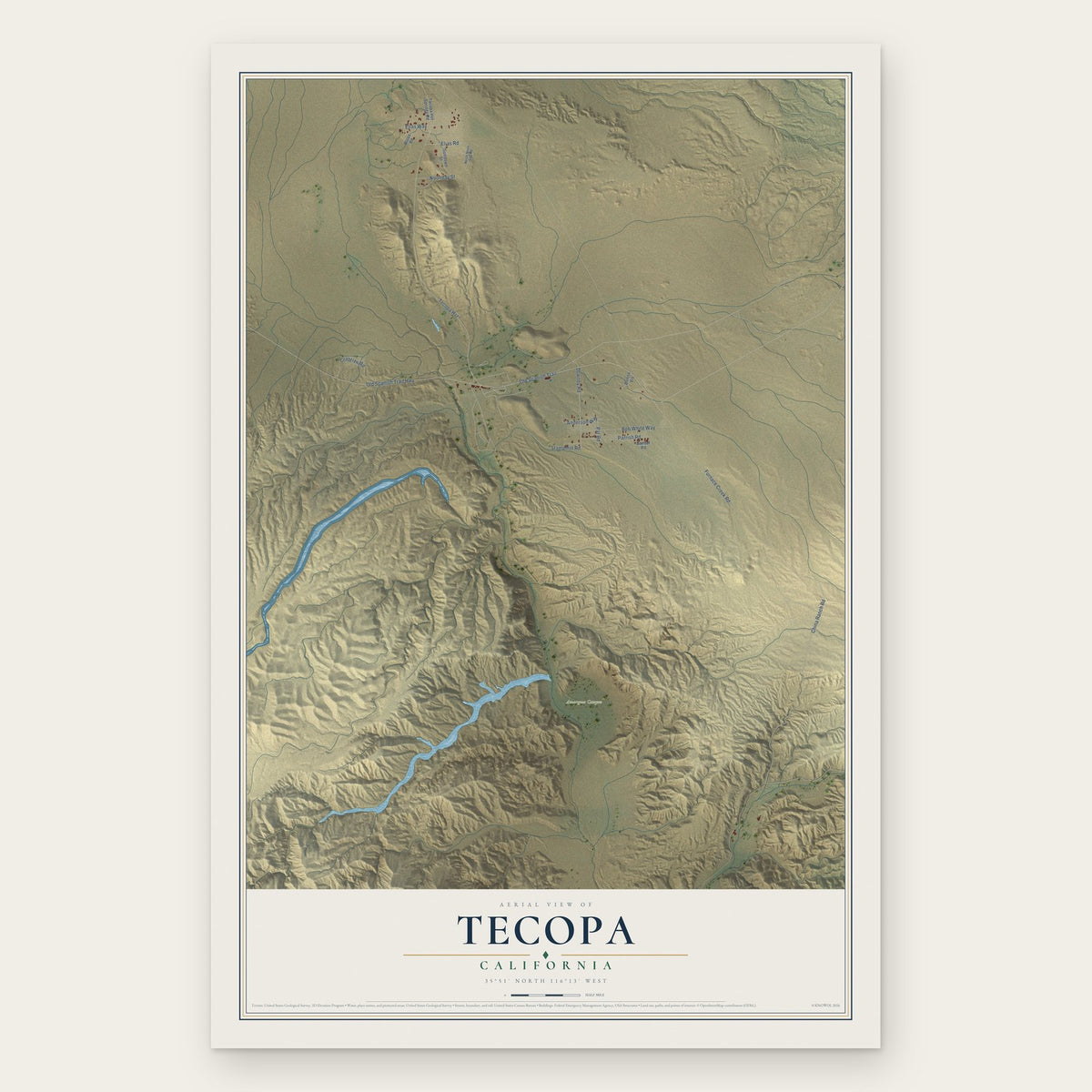 Tecopa, California map print, the full design