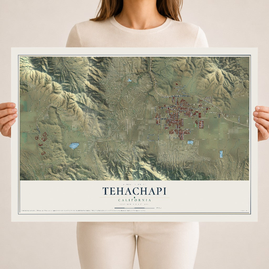 Map of Tehachapi, California, 18 x 24 inch unframed archival matte print