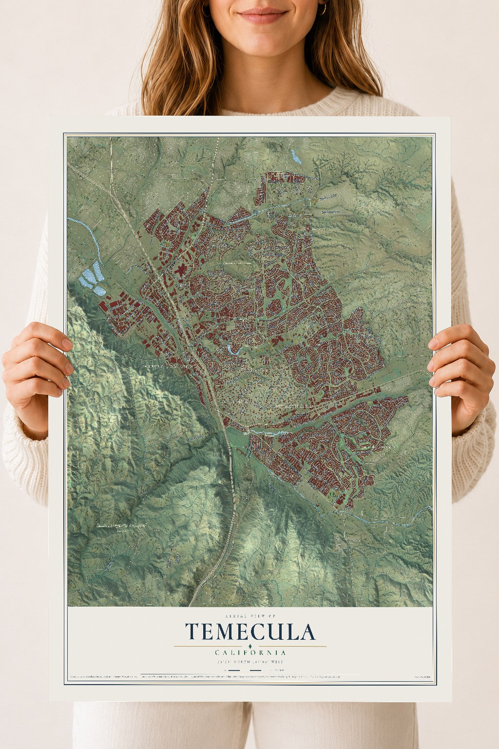 Map of Temecula, California, 18 x 24 inch unframed archival matte print