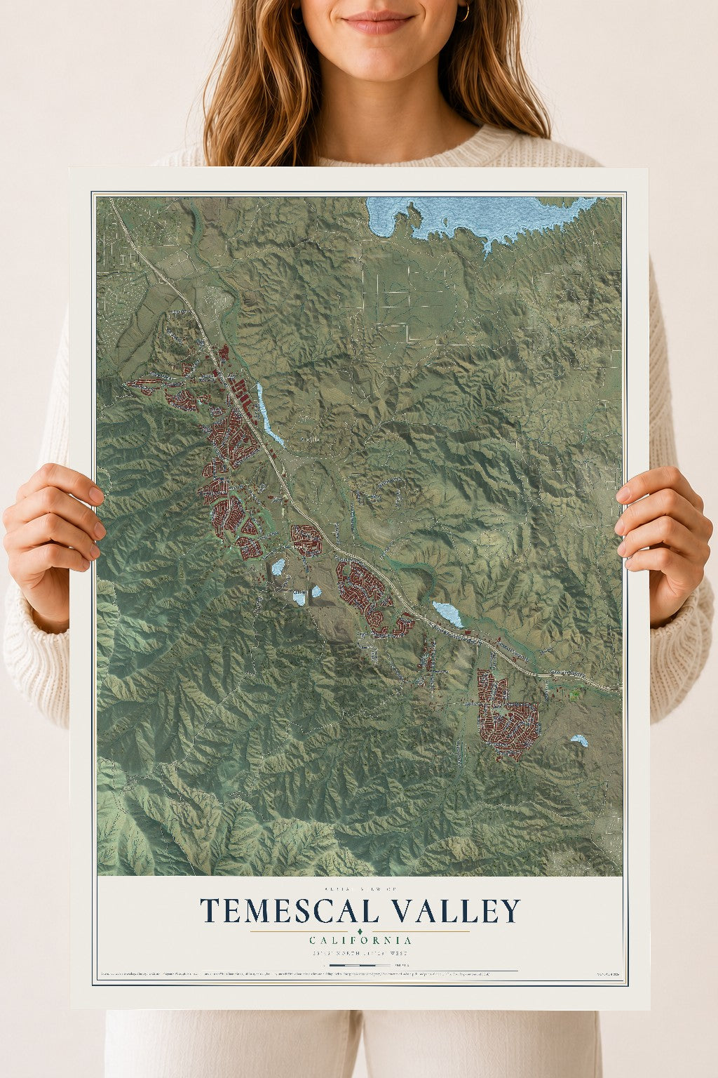 Map of Temescal Valley, California, 18 x 24 inch unframed archival matte print