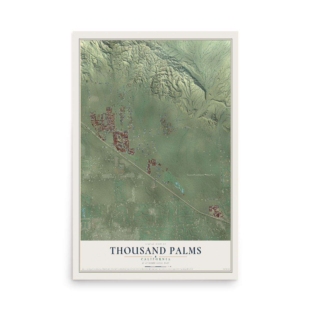 Map of Thousand Palms, California, 12 x 18 inch unframed archival matte print