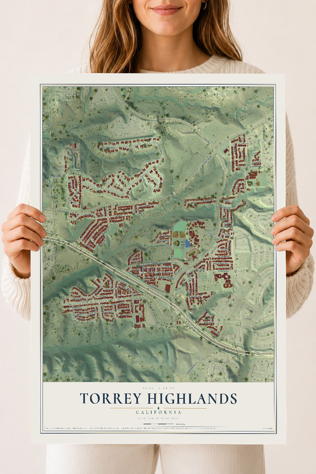 Map of Torrey Highlands, California, 18 x 24 inch unframed archival matte print