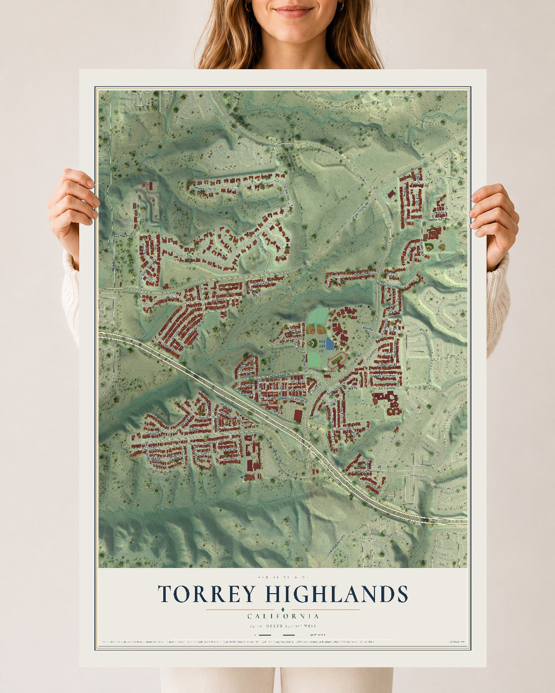 Map of Torrey Highlands, California, 24 x 36 inch unframed archival matte print
