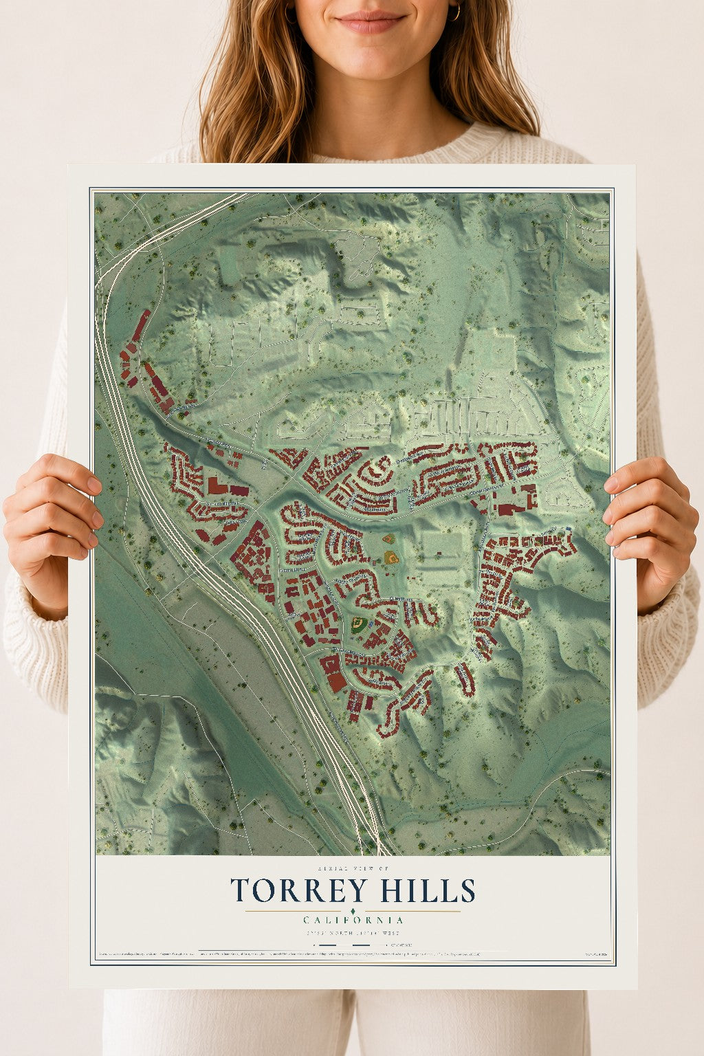 Map of Torrey Hills, California, 18 x 24 inch unframed archival matte print