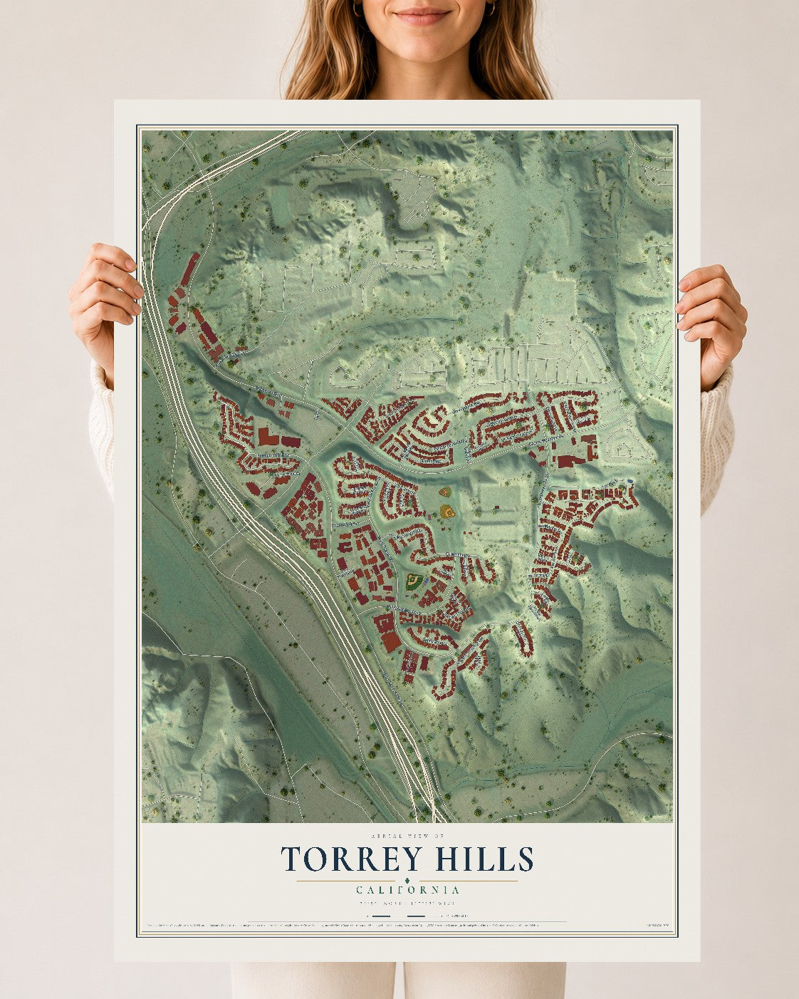 Map of Torrey Hills, California, 24 x 36 inch unframed archival matte print