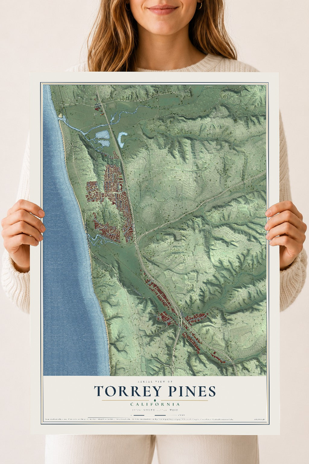 Map of Torrey Pines, California, 18 x 24 inch unframed archival matte print