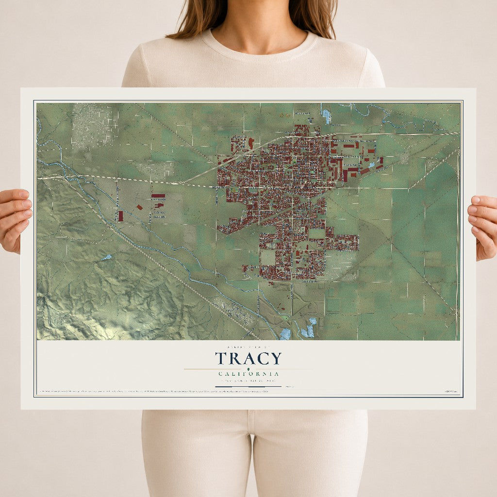 Map of Tracy, California, 18 x 24 inch unframed archival matte print