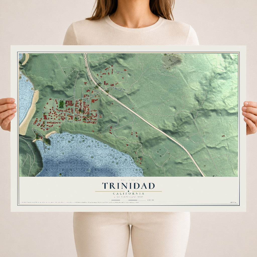 Map of Trinidad, California, 18 x 24 inch unframed archival matte print