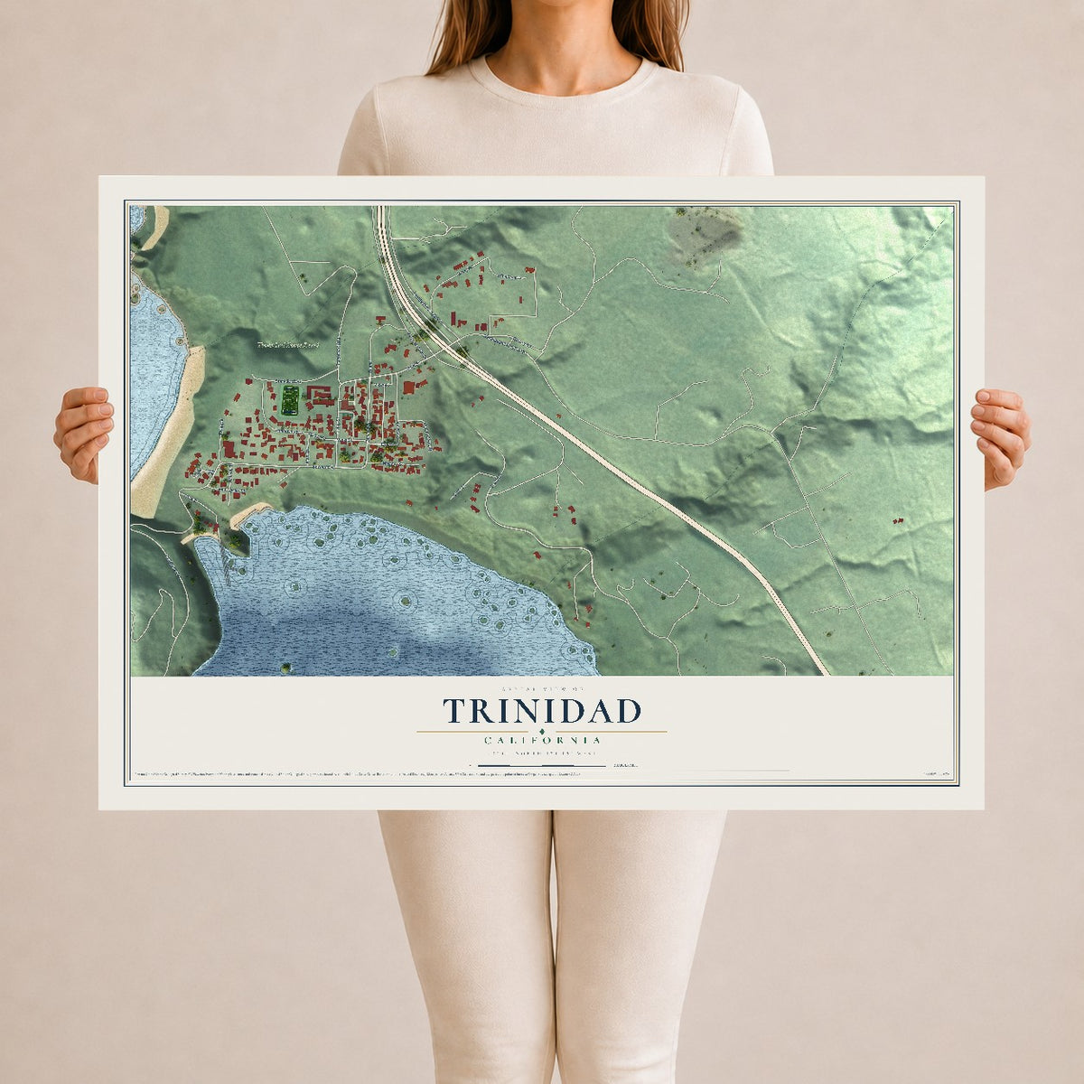 Map of Trinidad, California, 24 x 36 inch unframed archival matte print