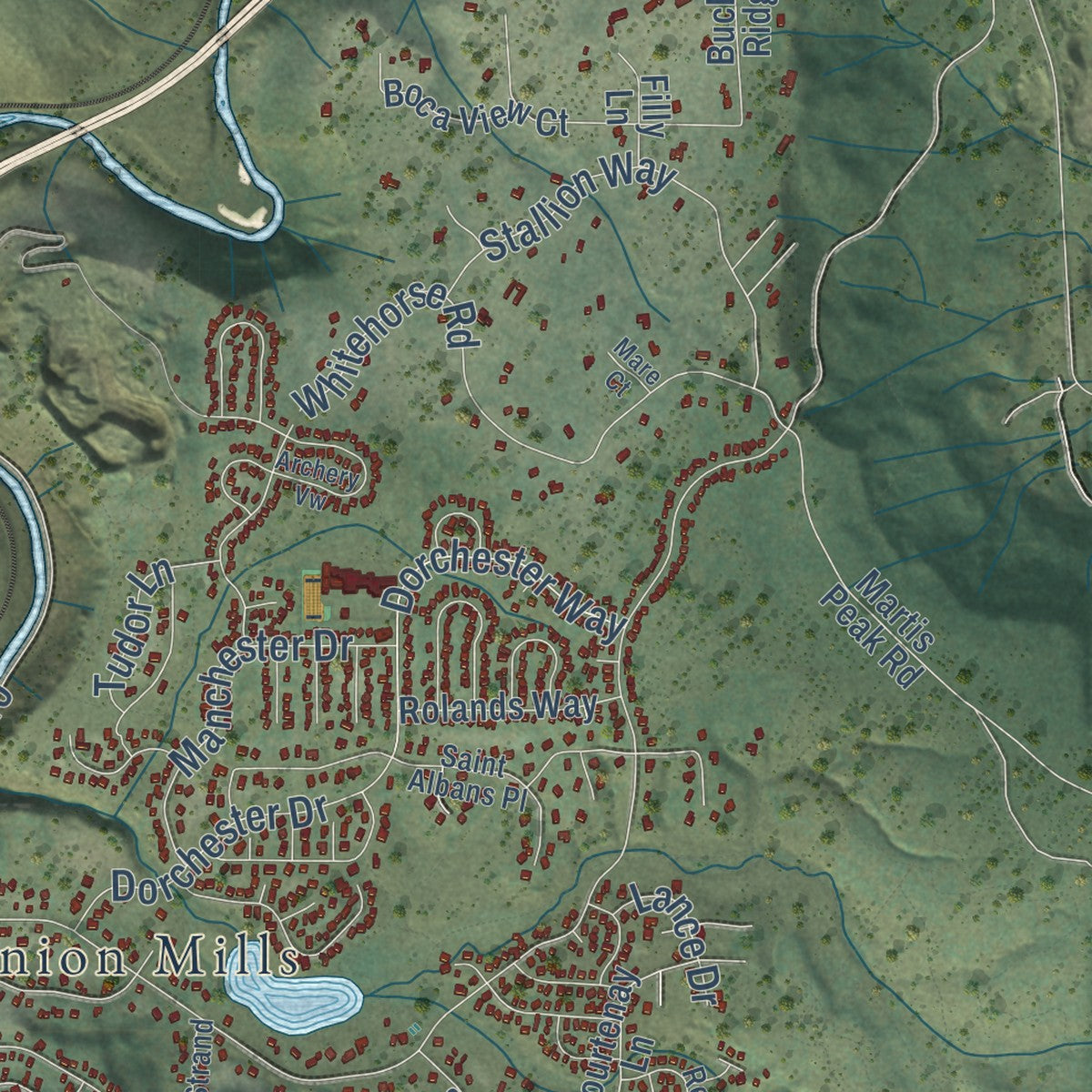 Second close-up of the map of Truckee, California print showing more streets and buildings