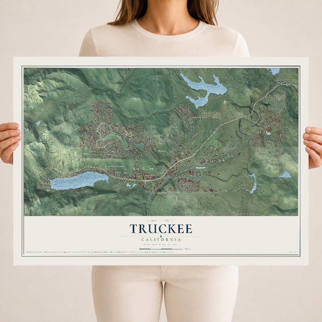 Map of Truckee, California, 18 x 24 inch unframed archival matte print
