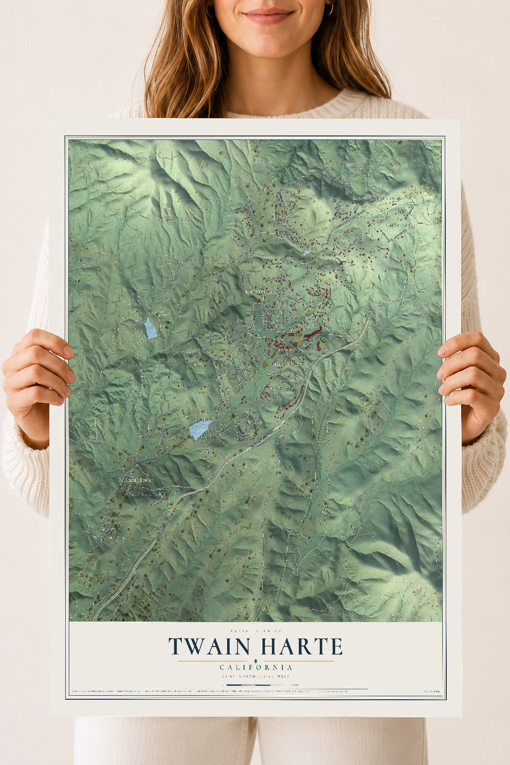 Map of Twain Harte, California, 18 x 24 inch unframed archival matte print