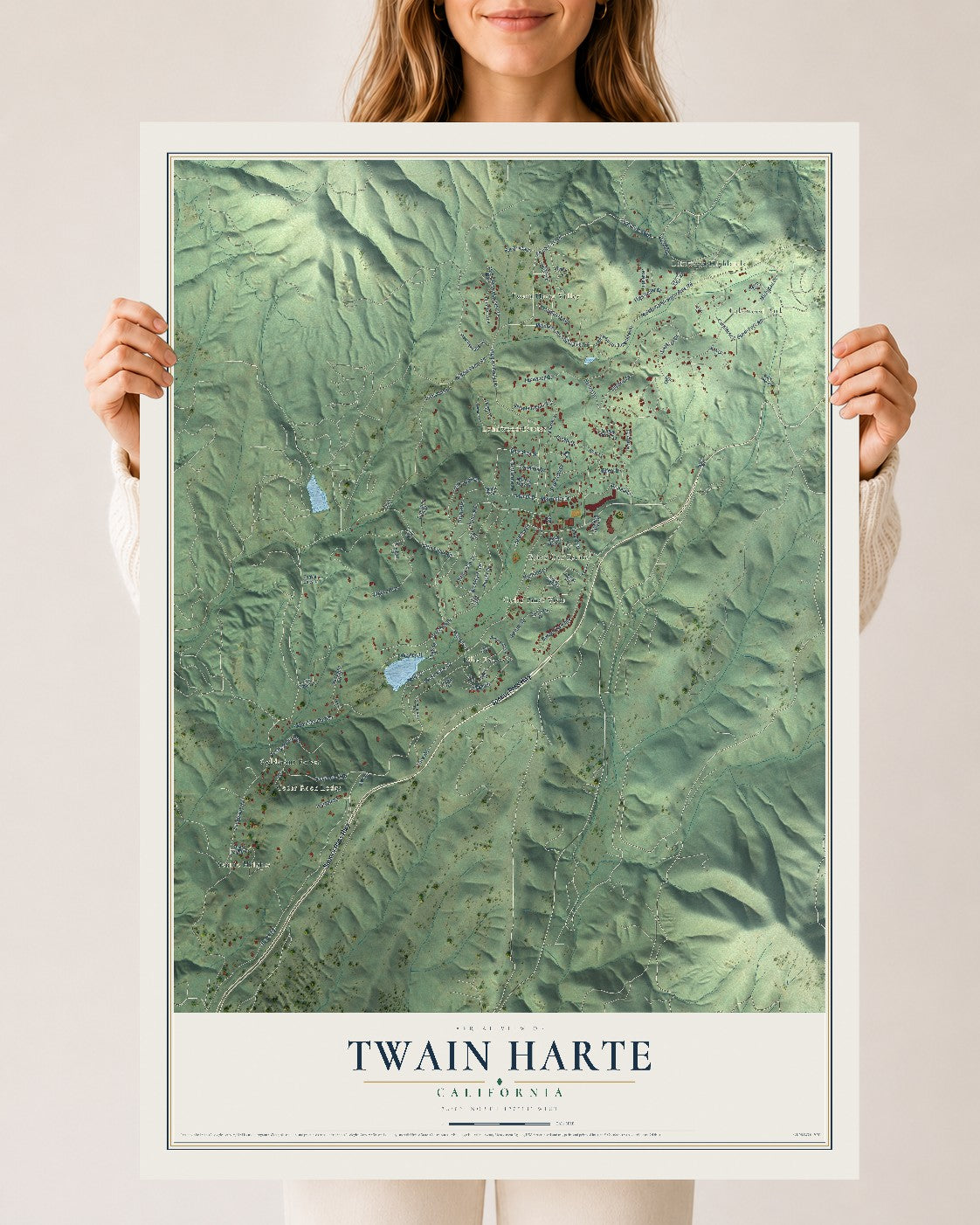 Map of Twain Harte, California, 24 x 36 inch unframed archival matte print