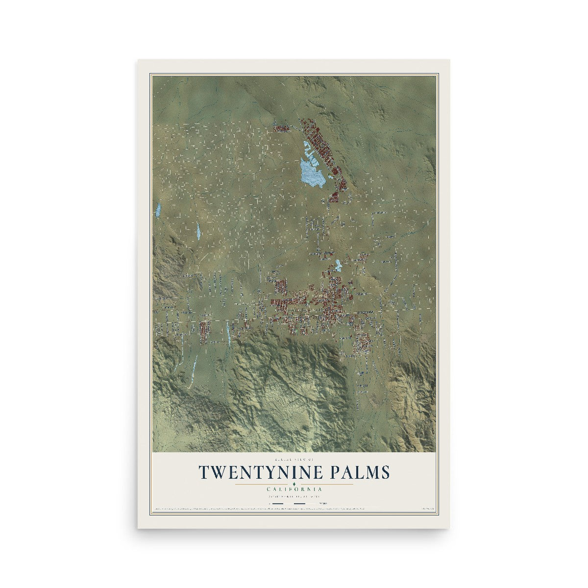 Map of Twentynine Palms, California, 12 x 18 inch unframed archival matte print
