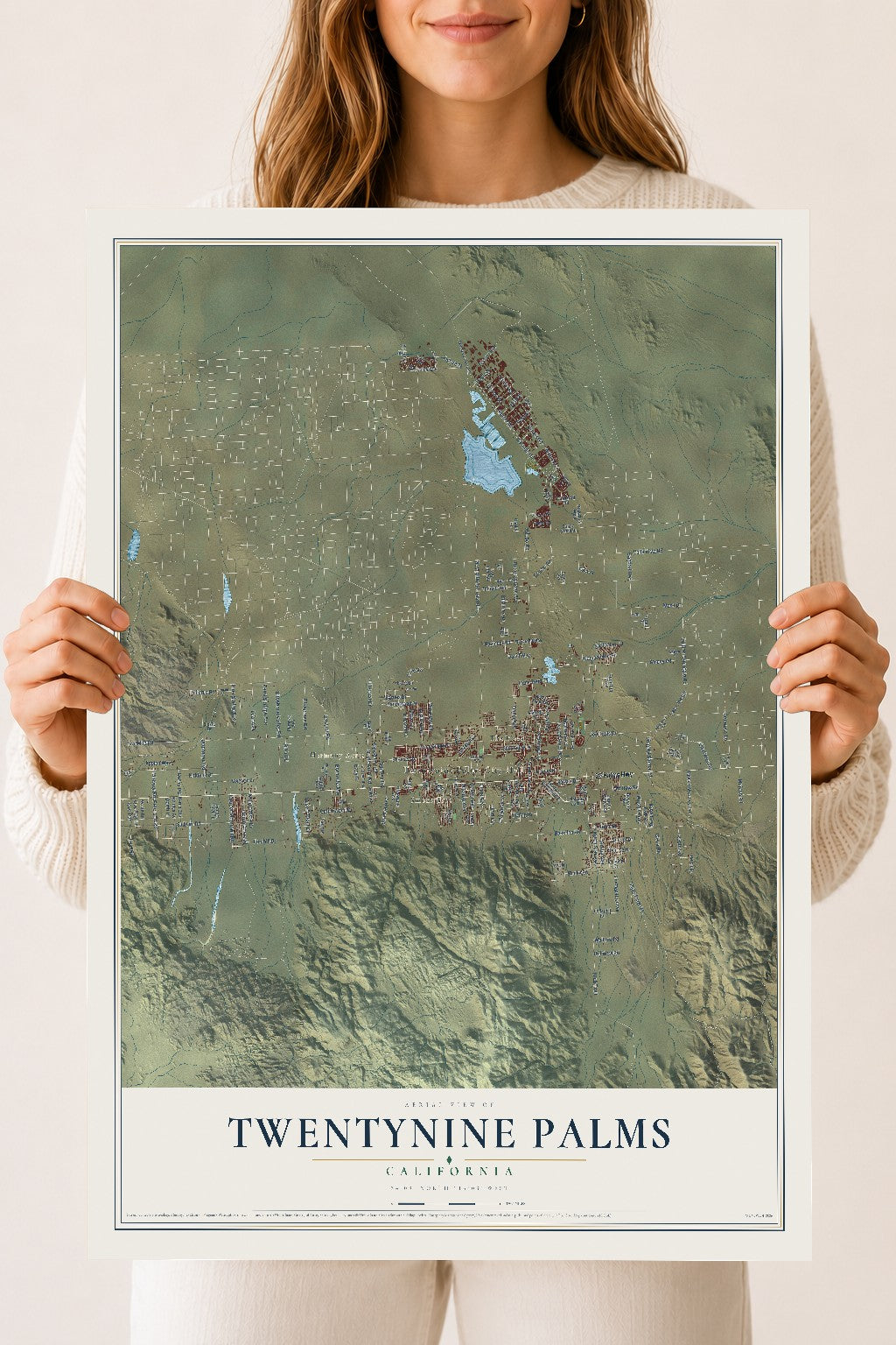 Map of Twentynine Palms, California, 18 x 24 inch unframed archival matte print
