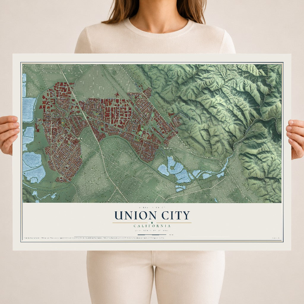 Map of Union City, California, 18 x 24 inch unframed archival matte print