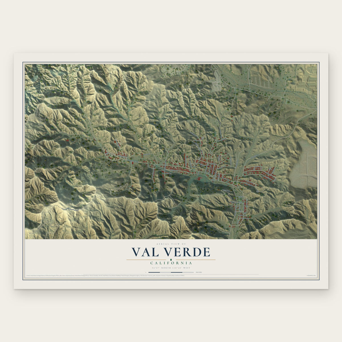 Val Verde, California map print, the full design