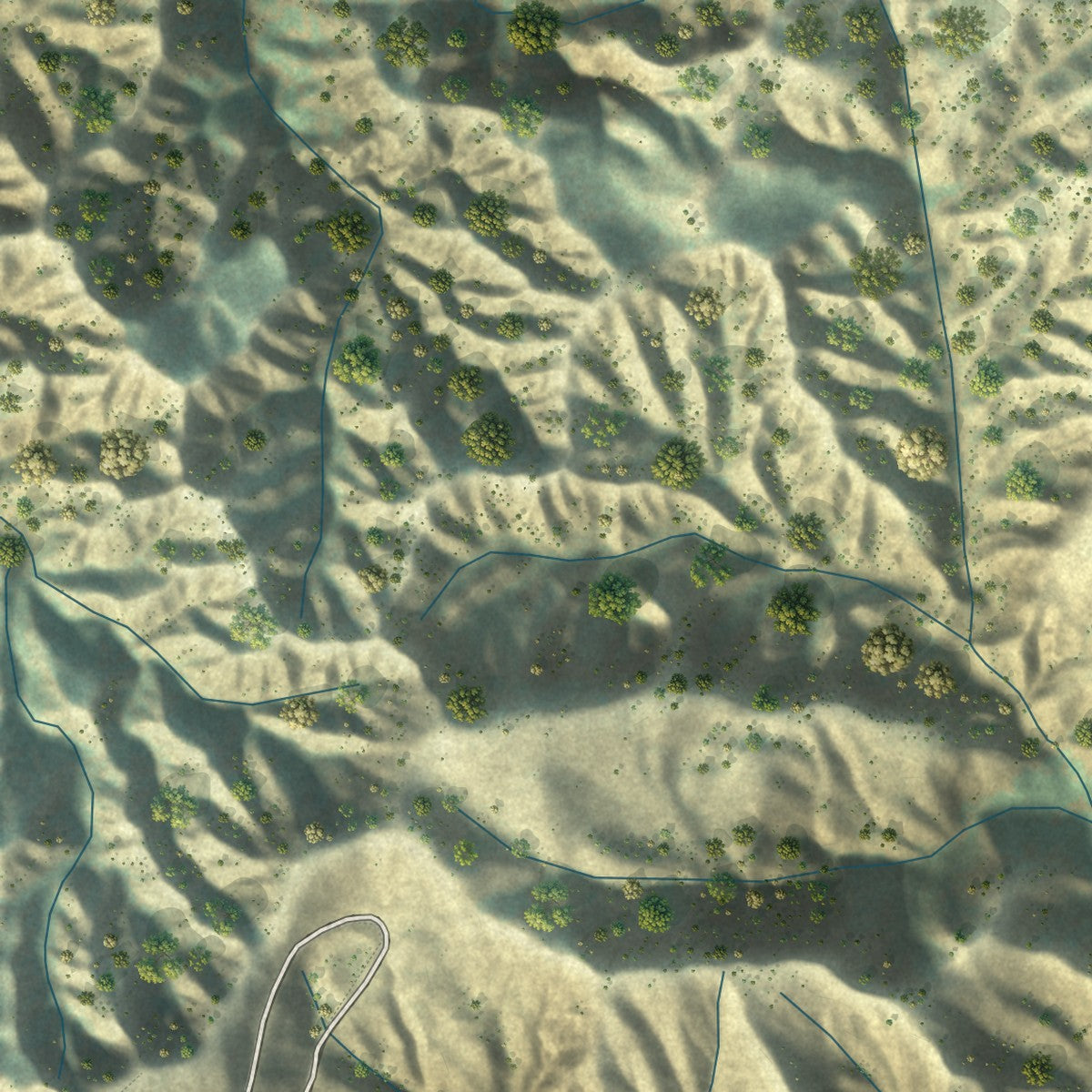 Close-up of the map of Val Verde, California print showing street and building detail