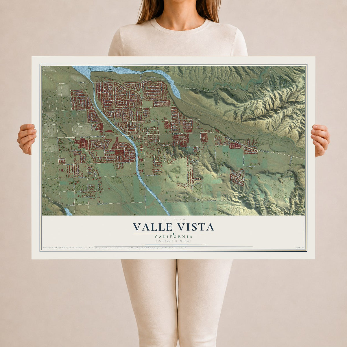 Map of Valle Vista, California, 24 x 36 inch unframed archival matte print