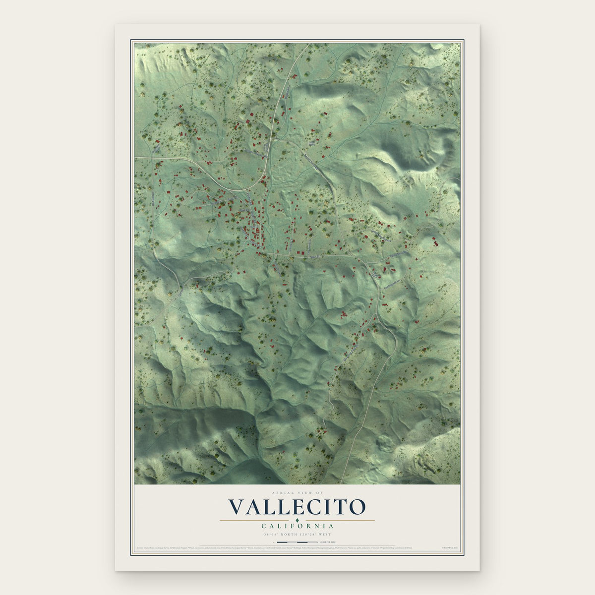 Vallecito, California map print, the full design