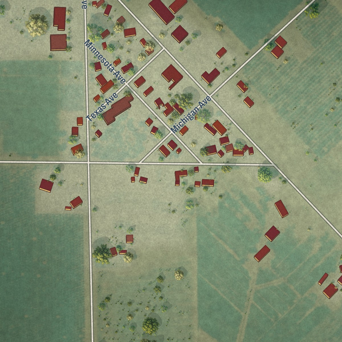 Close-up of the map of Valley Home, California print showing street and building detail