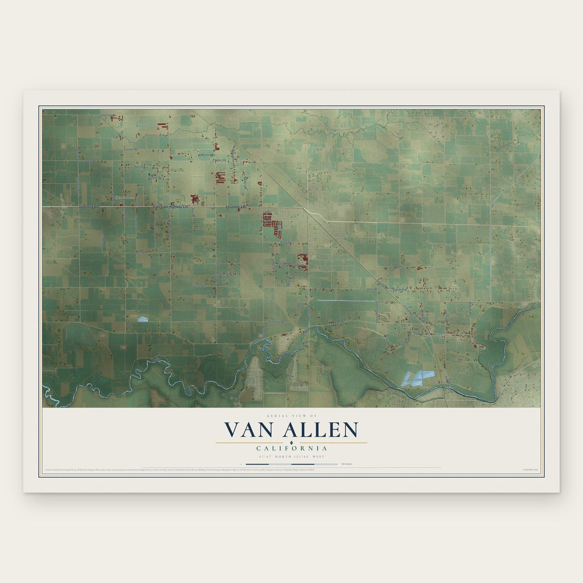 Van Allen, California map print, the full design