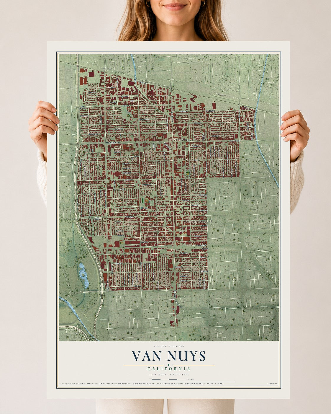 Map of Van Nuys, California, 24 x 36 inch unframed archival matte print