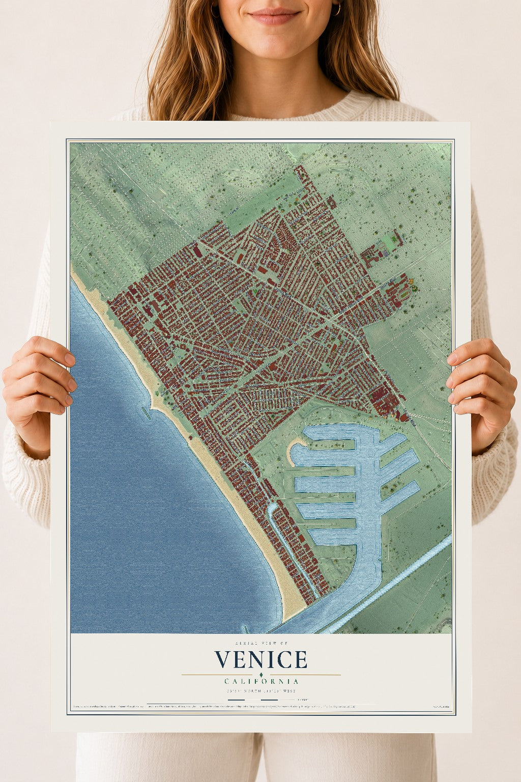 Map of Venice, California, 18 x 24 inch unframed archival matte print