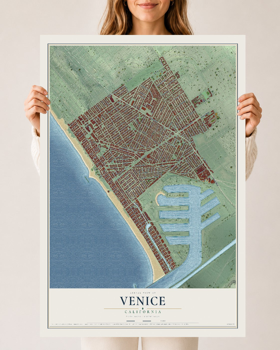 Map of Venice, California, 24 x 36 inch unframed archival matte print