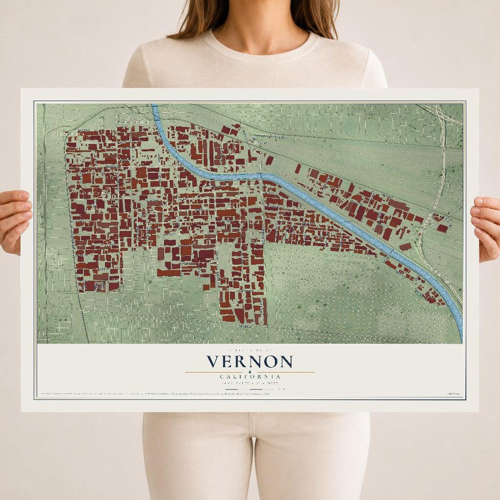 Map of Vernon, California, 18 x 24 inch unframed archival matte print