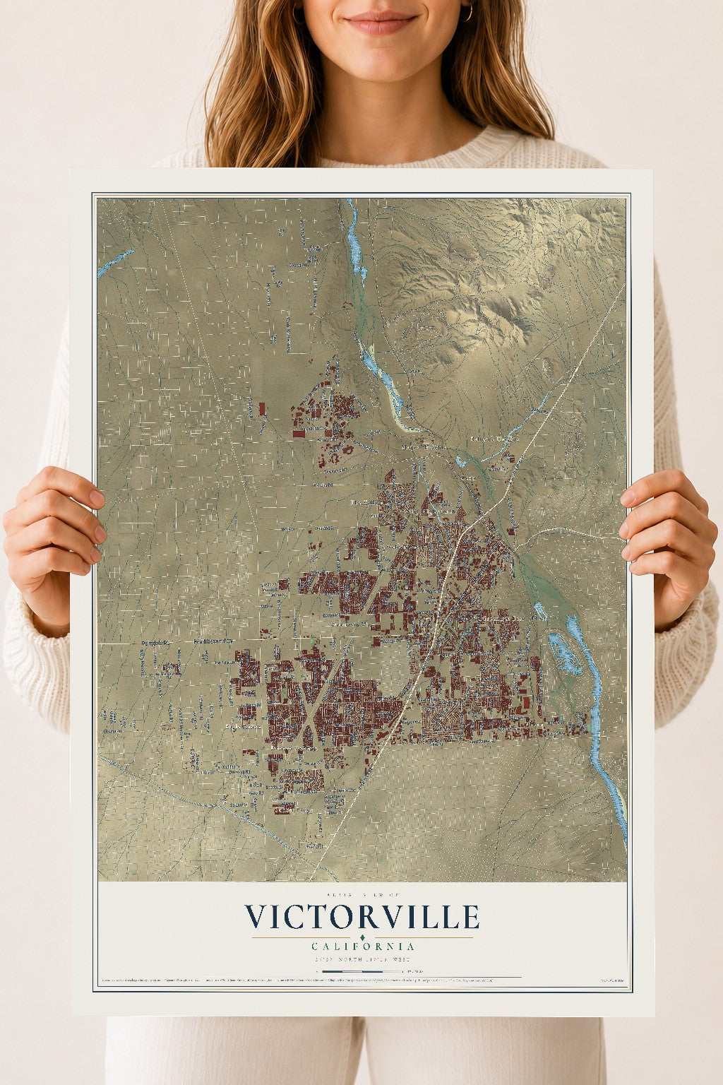 Map of Victorville, California, 18 x 24 inch unframed archival matte print