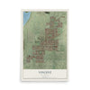 Map of Vincent, California, 12 x 18 inch unframed archival matte print