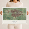 Map of Visalia, California, 12 x 18 inch unframed archival matte print
