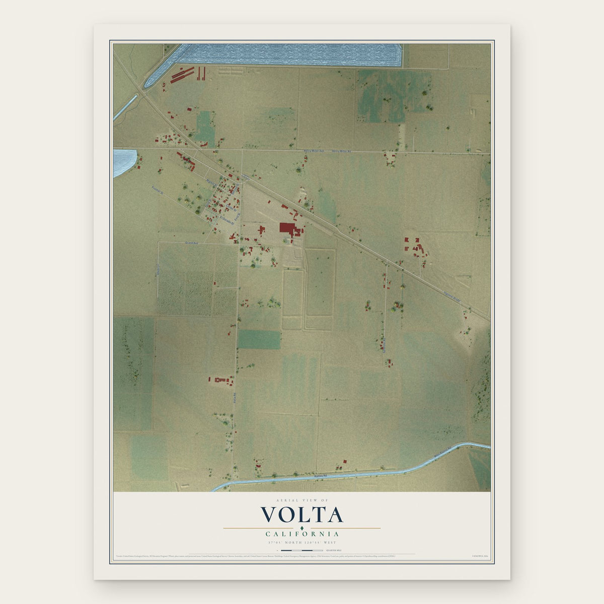 Volta, California map print, the full design