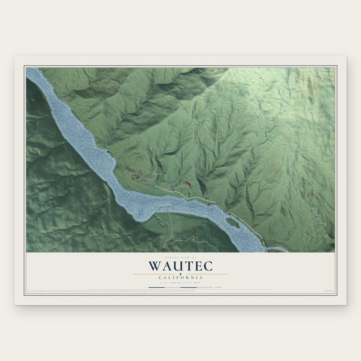 Wautec, California map print, the full design