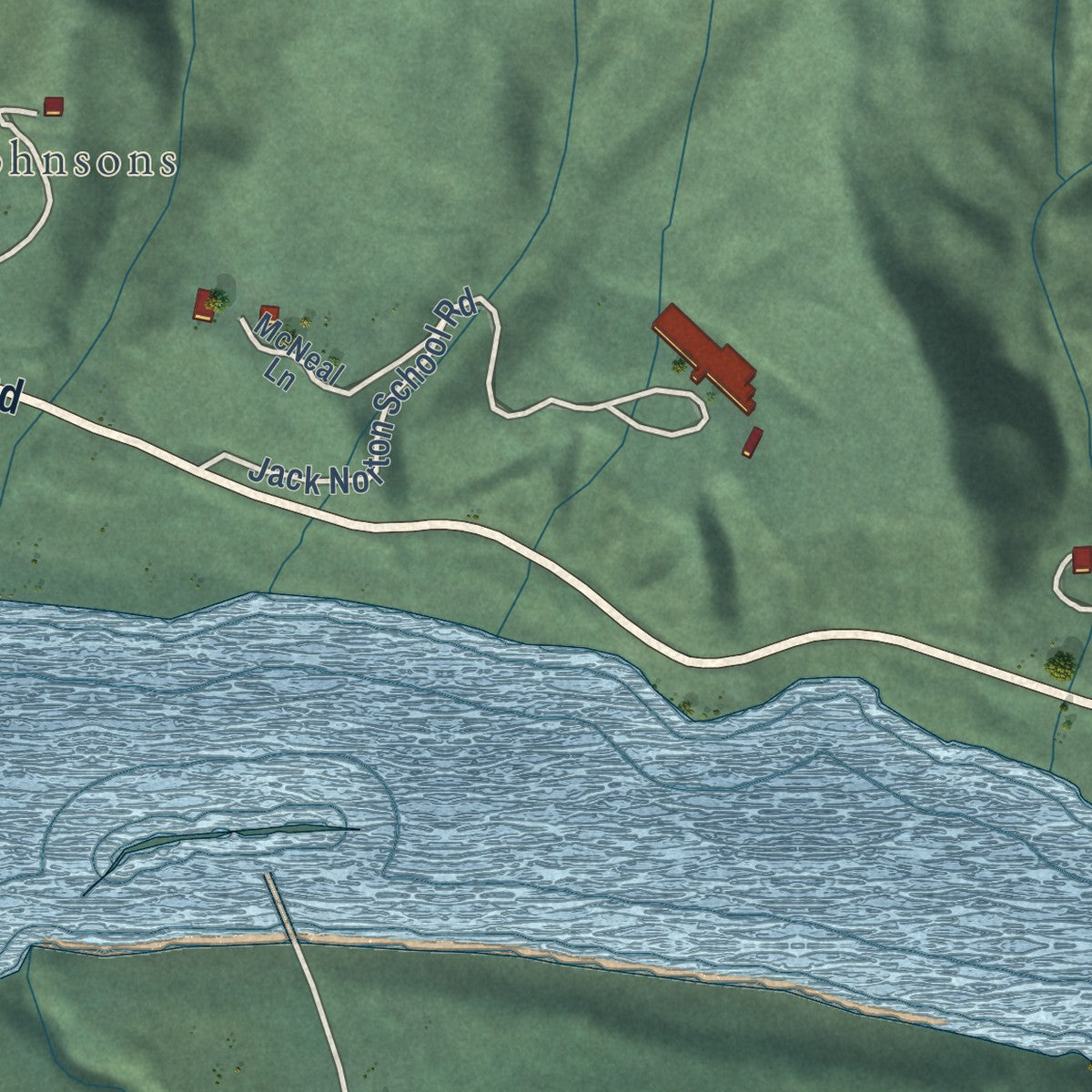 Close-up of the map of Wautec, California print showing street and building detail