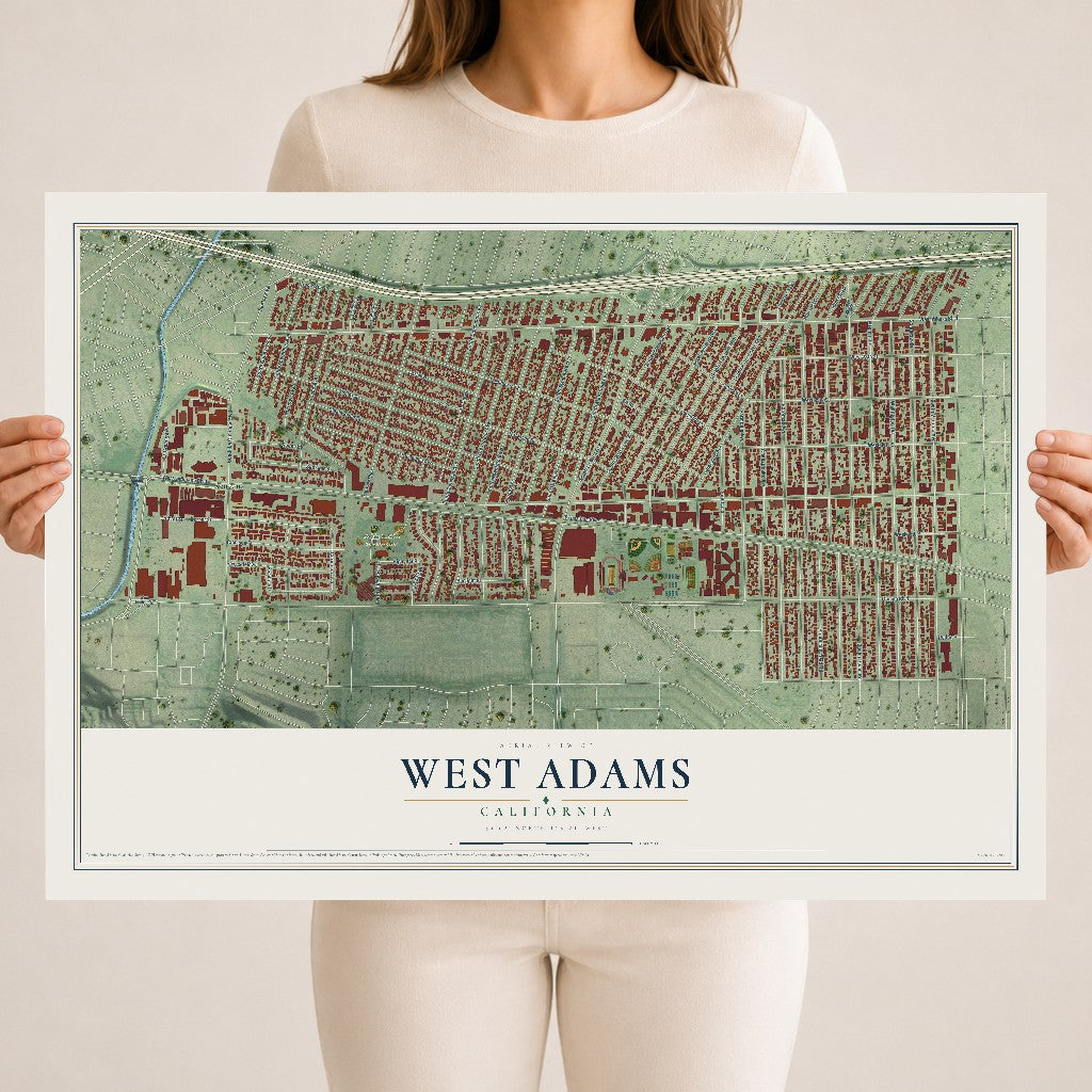 Map of West Adams, California, 18 x 24 inch unframed archival matte print