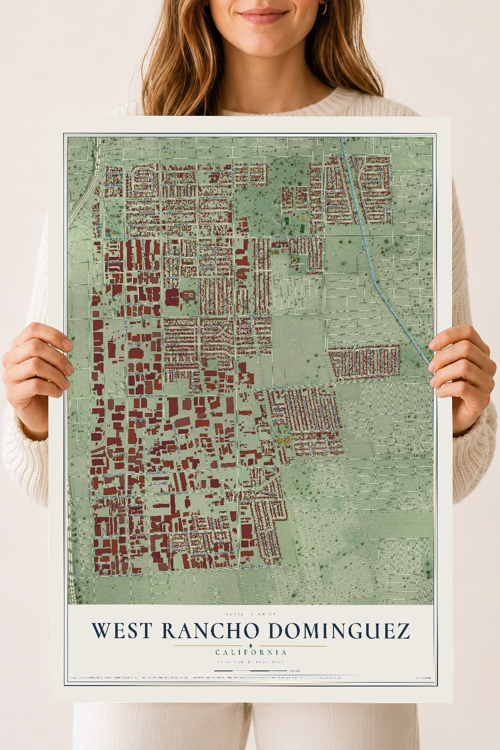Map of West Rancho Dominguez, California, 18 x 24 inch unframed archival matte print