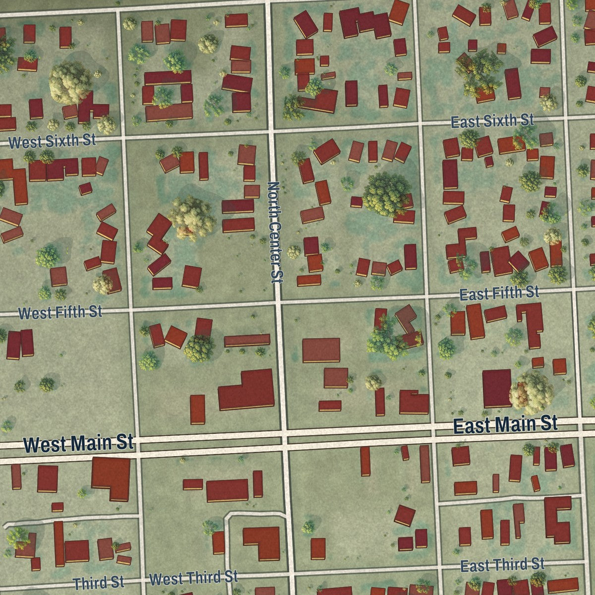 Close-up of the map of Westmorland, California print showing street and building detail