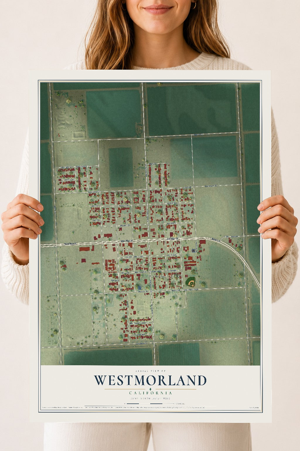 Map of Westmorland, California, 18 x 24 inch unframed archival matte print