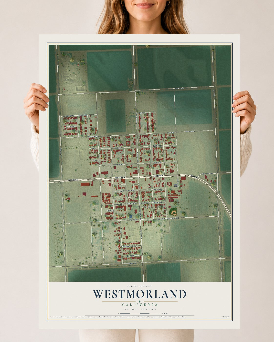 Map of Westmorland, California, 24 x 36 inch unframed archival matte print