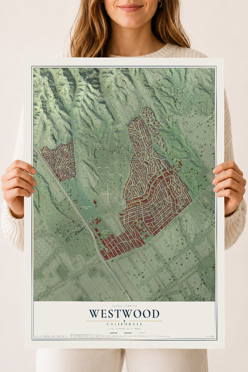 Map of Westwood, California, 18 x 24 inch unframed archival matte print