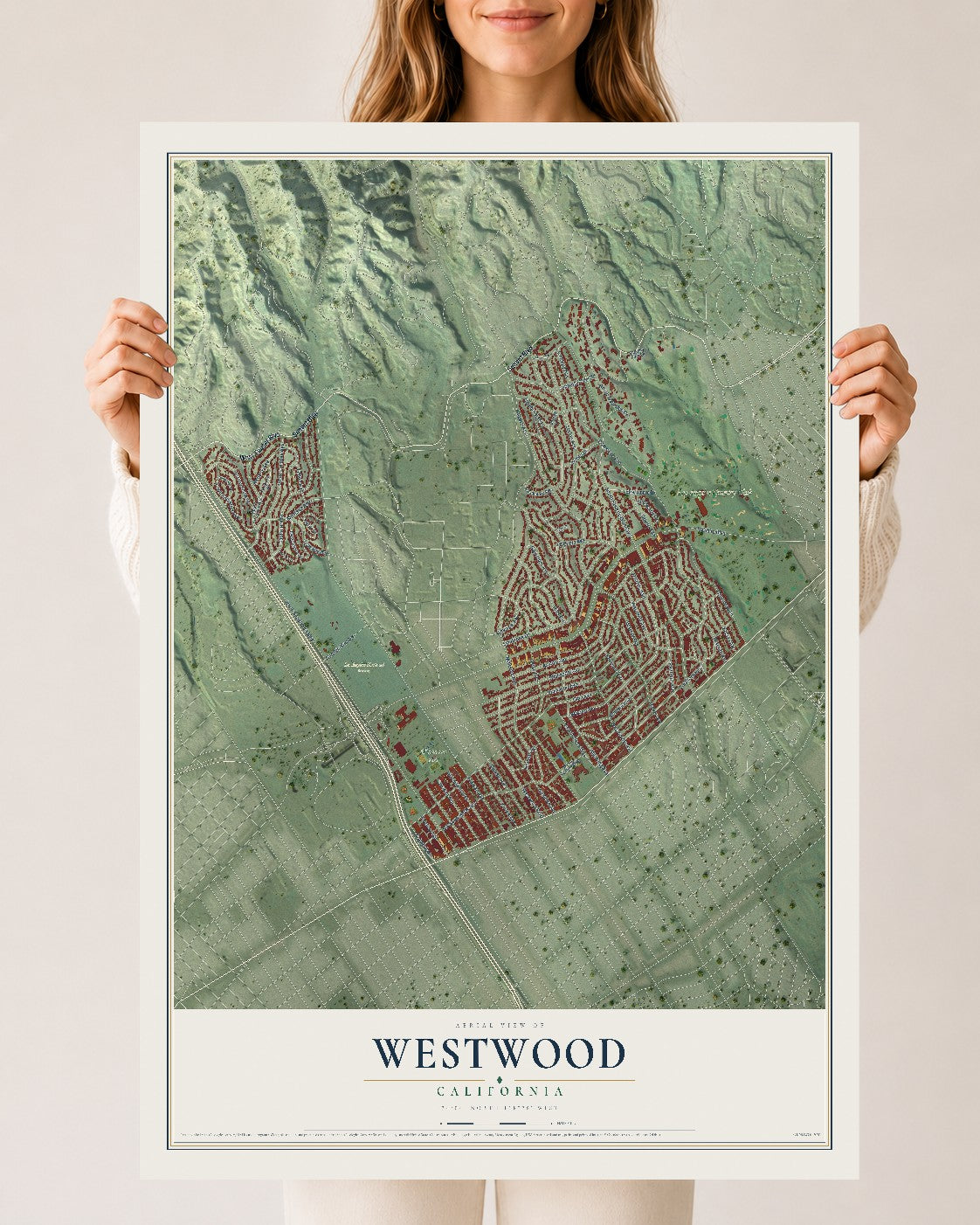 Map of Westwood, California, 24 x 36 inch unframed archival matte print