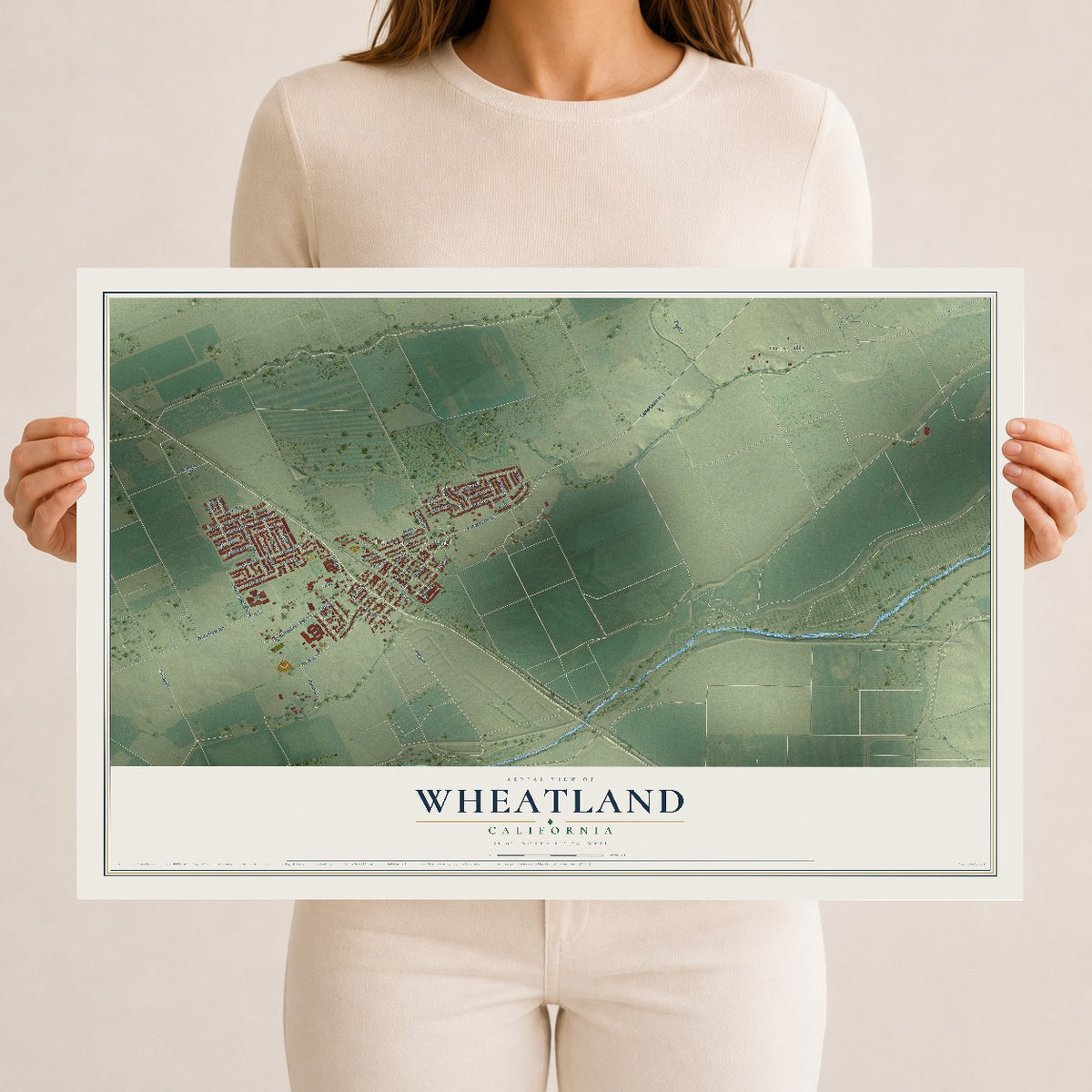 Map of Wheatland, California, 12 x 18 inch unframed archival matte print